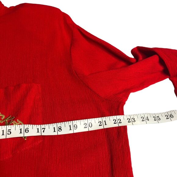 Vintage Niki & Danielle Top Womens 16 Red Rock N Roll Embroidered Pocket Gauze - Picture 15 of 16